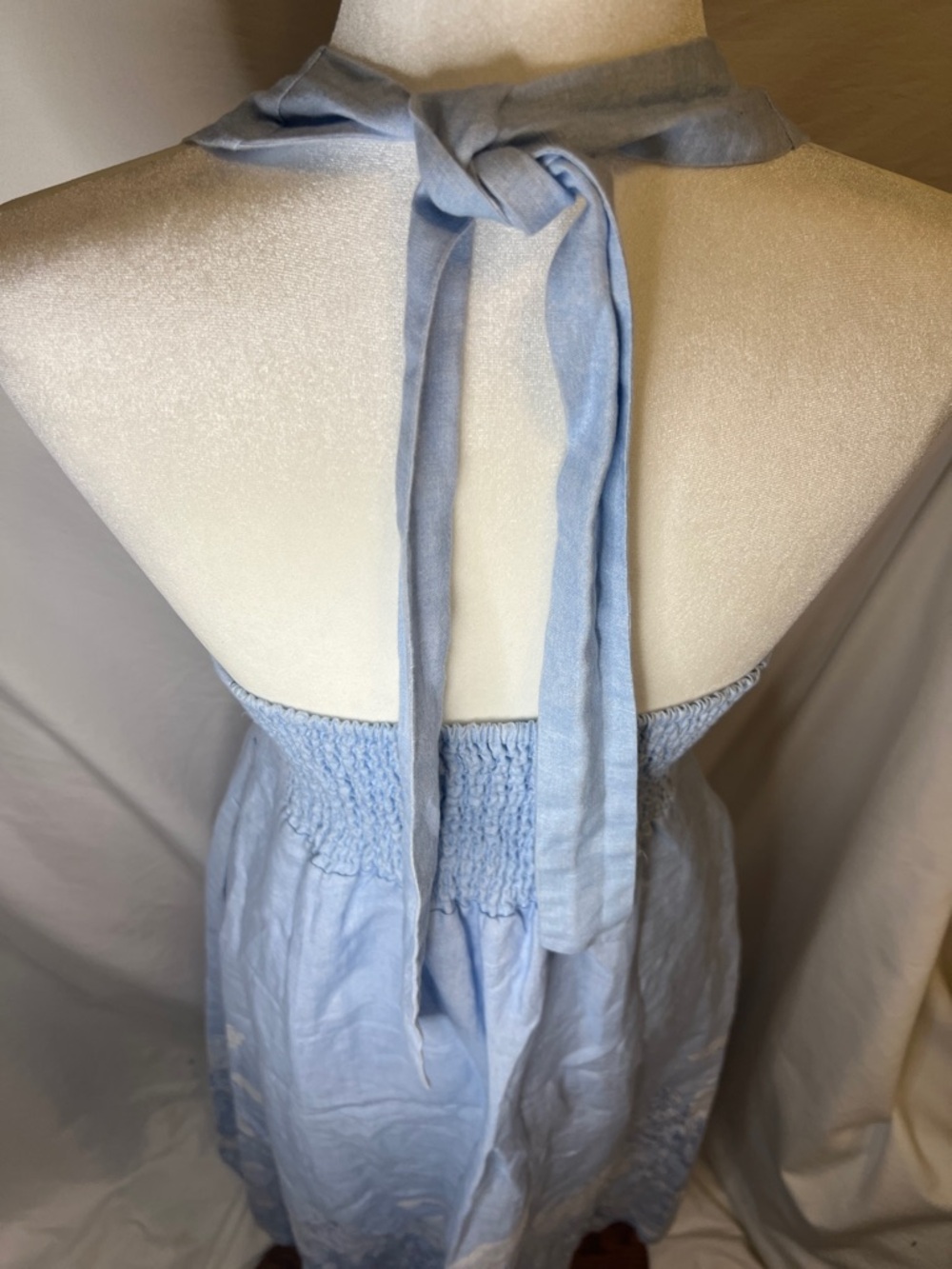 Tommy Bahama Light Blue Floral Halter Linen Maxi Dress Size 4 - Picture 6 of 16